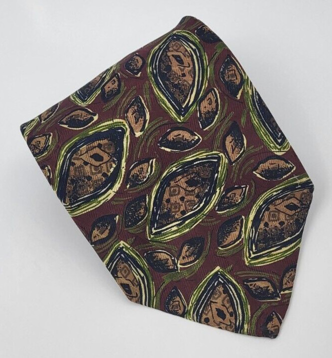Robert Talbott Studio Silk Tie Red Brown Green Ab… - image 1