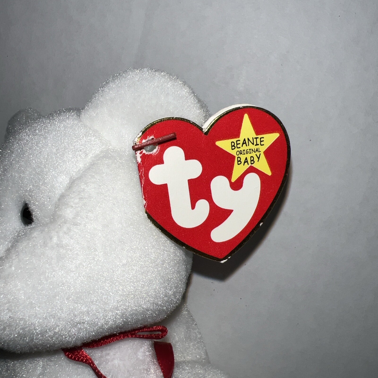 NWT TY Beanie Baby Retired 1993 VALENTINO White Valentine Red Heart Bear MWMT thumbnail 7
