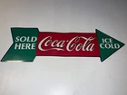 1996 Coca Cola *Ice Cold Sold Here* Arrow Sign  Vintage
