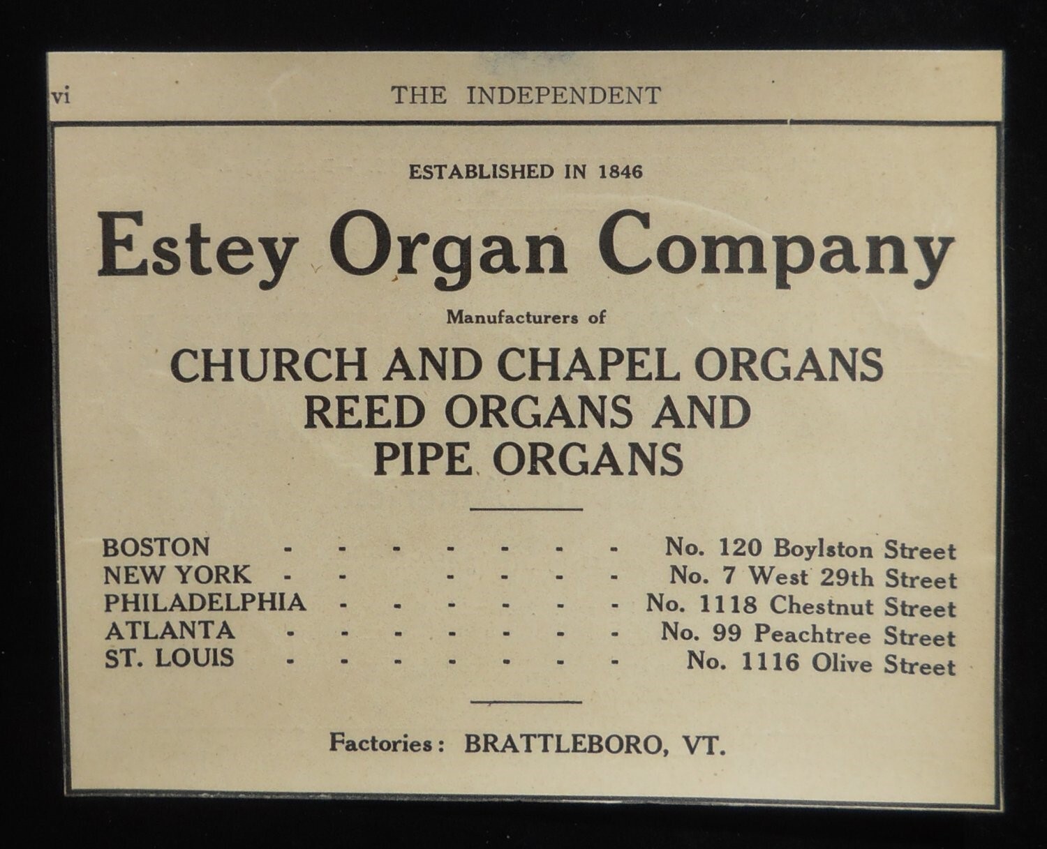 1908 Estey Organ Company Established 1846 Church Chapel Factory