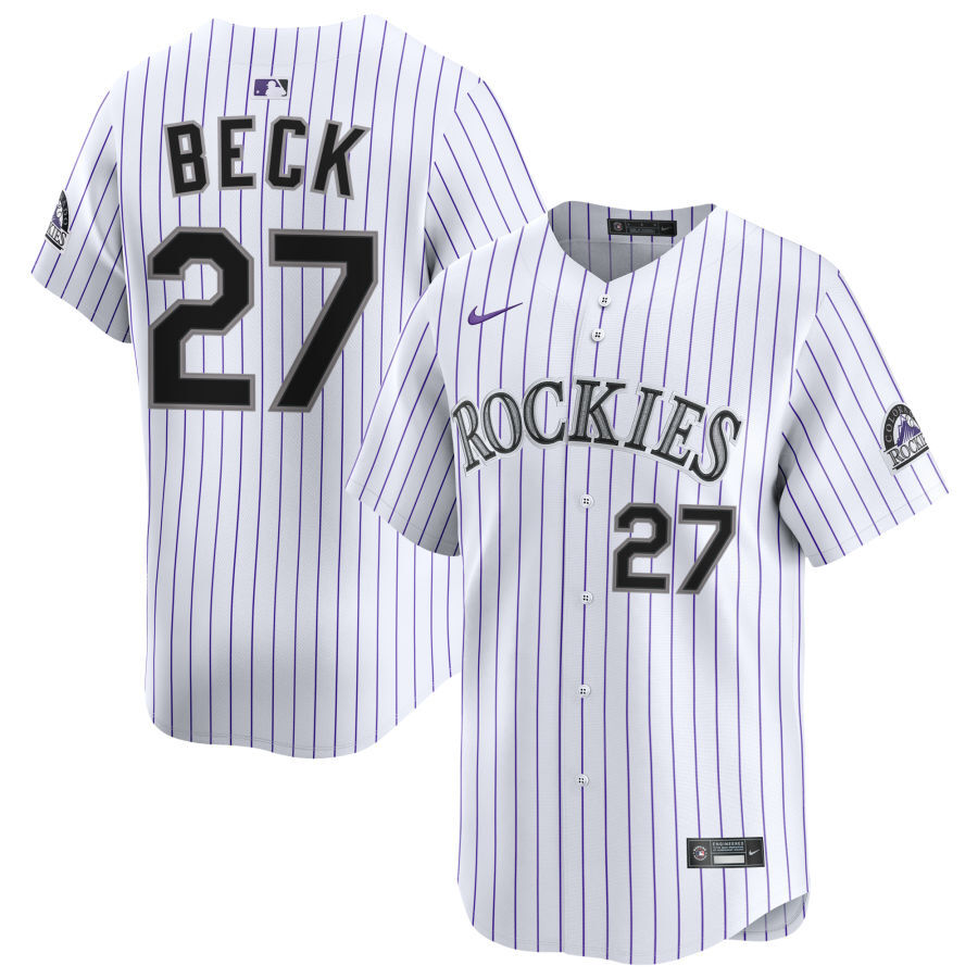 Colorado Rockies Jordan Beck #27 Nike White 2025 Official MLB