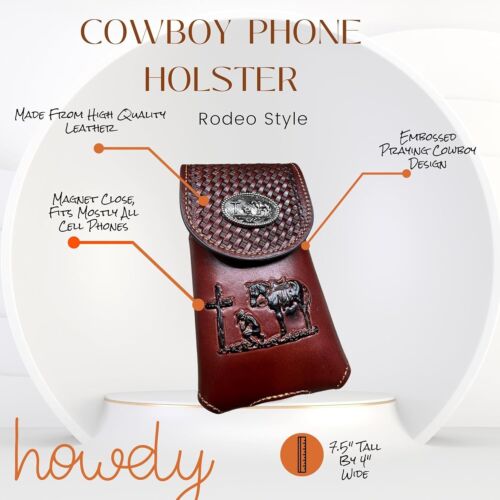 7" COWBOYS PRAYER WESTERN POUCH BELT LOOP HOLSTER CELL PHONE CASE UNIVERSAL SIZE - Picture 13 of 22