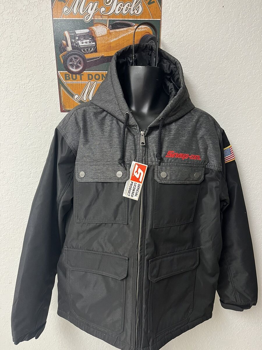 Snap-On Tools Black Gray Embroidered Hooded Legend Jacket Snap-On Tools Black Gray Embroidered Hooded Legend Jacket