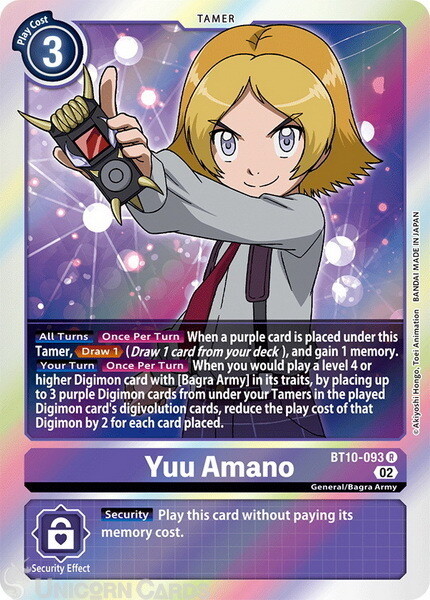 BT10-093 Yuu Amano Rare Mint Digimon Card
