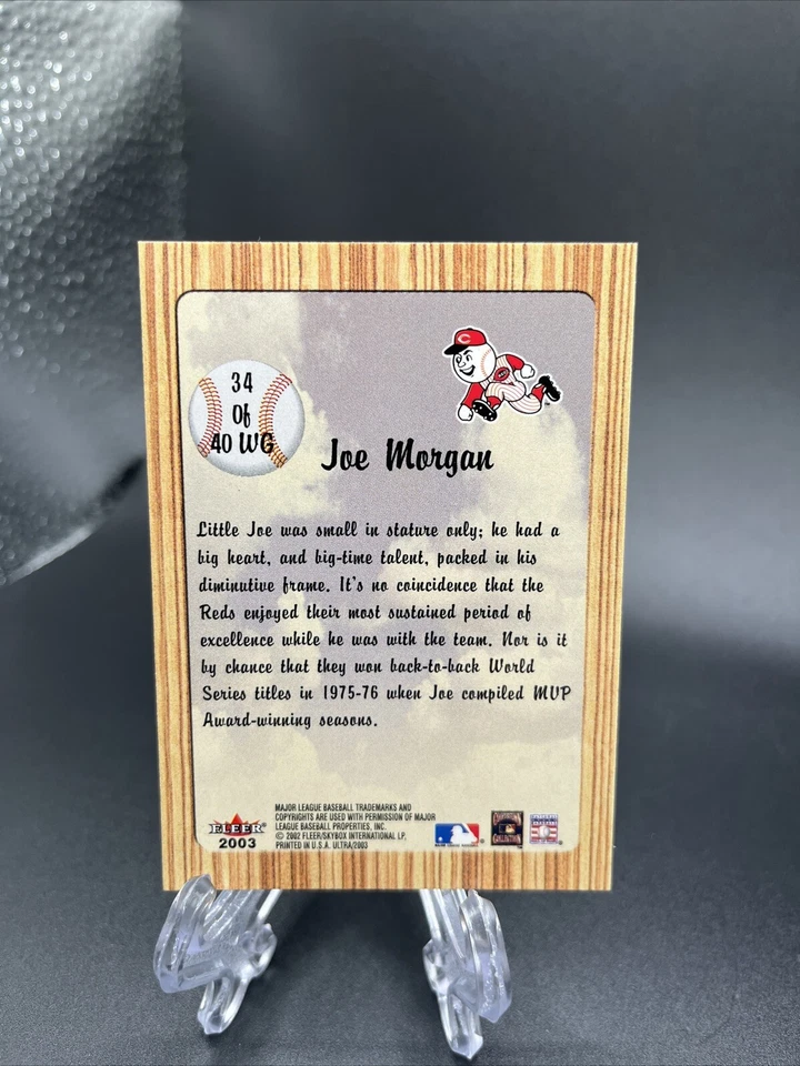 2003 Fleer Ultra - When It Was A Game - Joe Morgan #34 - HOF - Reds - Lot5877 - Image 2 of 2