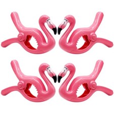 4 pcs Flamingo Beach Towel Clips Holders for Beach Pool Lounge Chairs Cruise