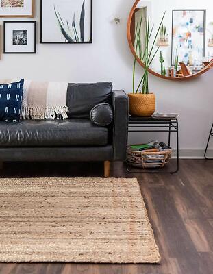Handgewebter Jute-Baumwollteppich – 1,5 X 2,4 M, Naturfarben, Rustikal, Für Wohnzimmer & Schlafzimmer