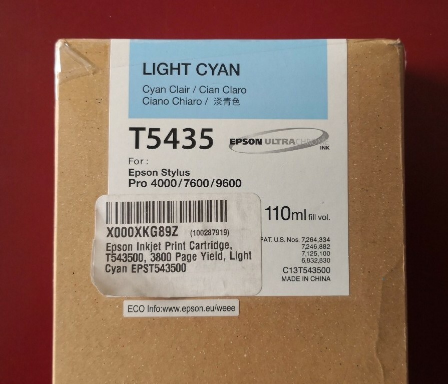 07/2010 NIB Epson Genuine 110ml Ink T5435 Light Cyan Stylus Pro 4000/7600/9600