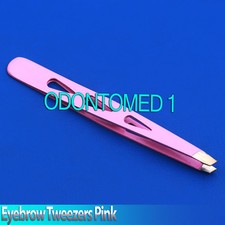 EYEBROW TWEEZERS w/Slanted tips  3-HOLE TEAR DROP DESIGN Color PINK