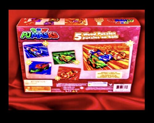 Pj Masks 5 wooden Puzzles + Storage Box with puzzle Tray,pinkfong educational - Picture 2 of 24