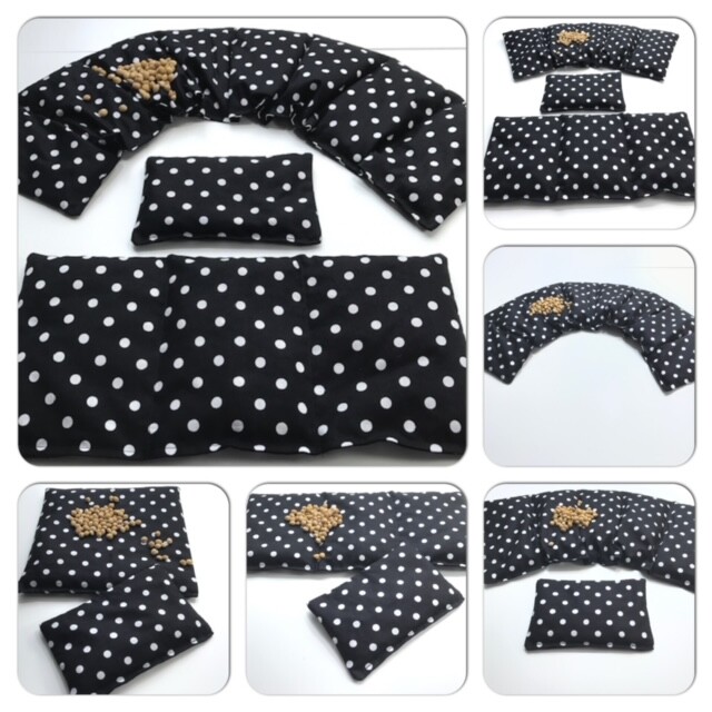 TOLLE SETS SCHWARZ PUNKTE Dinkelkissen XXL Weizenkissen