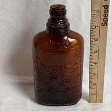 VTG FOUR ROSES ONE PINT RYE WHISKEY BROWN GLASS BOTTLE