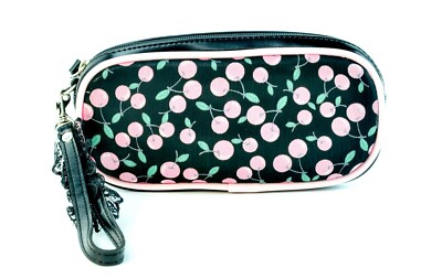 Long Cosmetic Purse Red Pink Berry Laced Handle Zip Close Addicted Bag