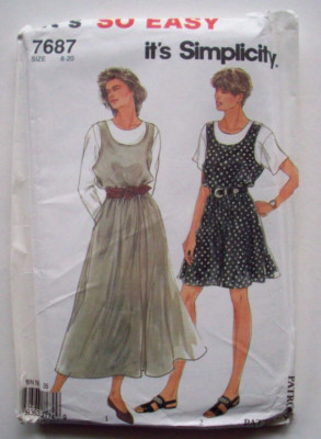 Loose fitting jumper dress pattern 7687 size 8 10 12 14 16 18 20 UNCUT