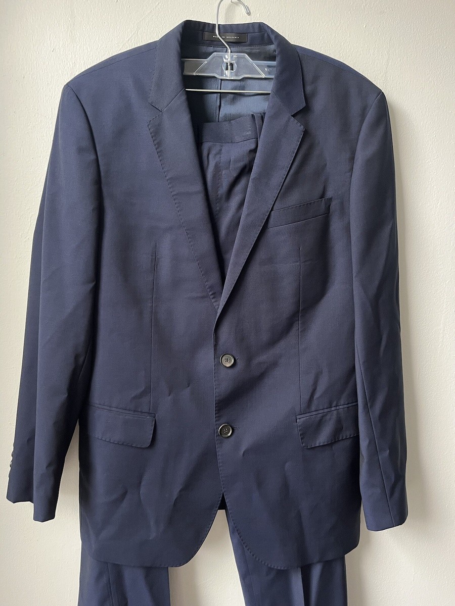 Hugo Boss Super 100 Mens Piece Suit Size 40R Navy Blue Liner Reda Wool