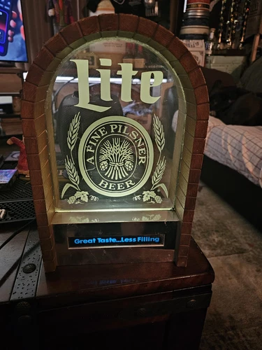 Vintage MILLER LITE Beer Great taste Less Filling Lighted sign rare bar 13x9 htf