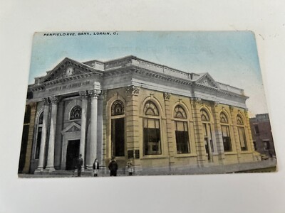 Penfield Ave Avenue Bank Lorain Ohio Postcard