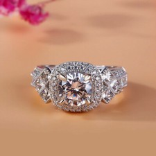 3.60CT Lab Created Diamond Engagement Ring 14K White Gold Finish