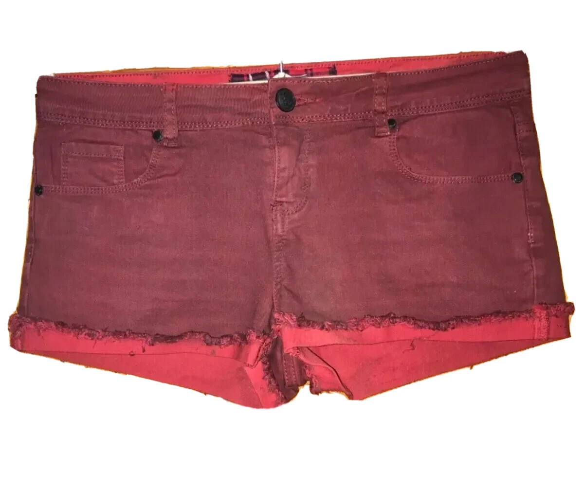 Burgundy sales denim shorts