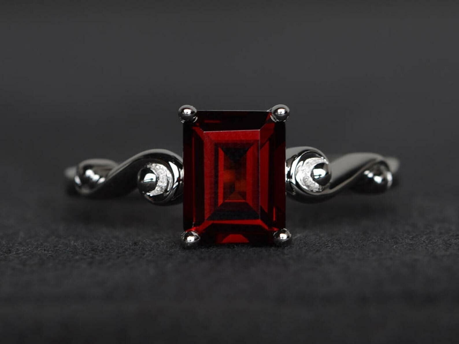 2Ct Lab-Created Emerald Garnet Solitaire Ring in 14k White Gold-image