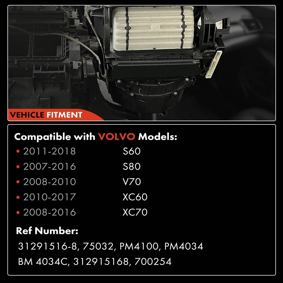 Motor calentador soplador HVAC con jaula de ventilador para Volvo S60 S80 V70 XC60 XC70 2007-2018 Foto 3 de 4