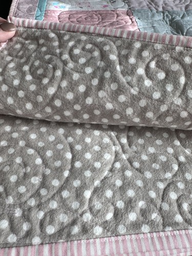 Handmade Patchwork Double Sided Quilt Baby Girls Elephants And Pink/Grey Theme - Picture 7 of 8