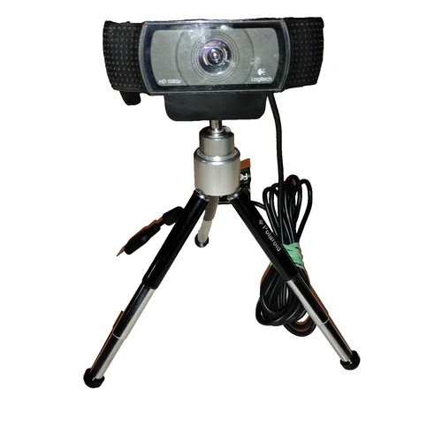 Logitech C920 HD 1080p Webcam w/ Mic + Polaroid Tripod – Zoom YouTube Streaming