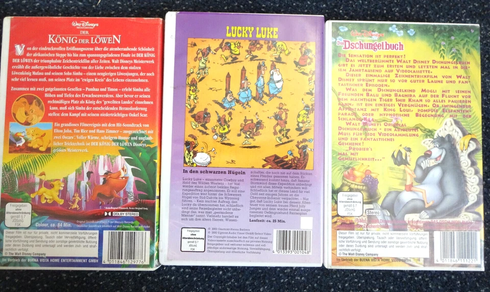 VHS KASETTEN  KÖNIG DER LÖWEN  LUCKY LUKE  DSCHUNGELBUCH  GEBRAUCHT - Bild 2 von 3