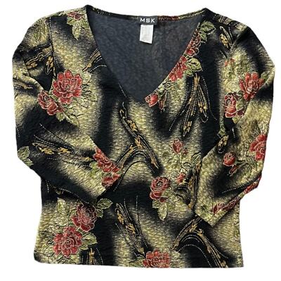 MSK Black, Gold & floral top | eBay