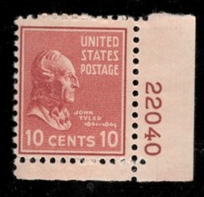 US. 815. 10c. John Tyler. Single Pre-Eye Pl#22040 UR. MNH. 1938
