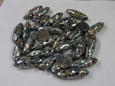 20 Pieces 15mm x 50mm Handmade Mother of Pearl Inlaid Shell Beads Lot VX-13 