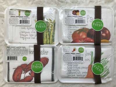 New Kitchen Towel, Whimsically Gift Packaged, 4 Different Patterns