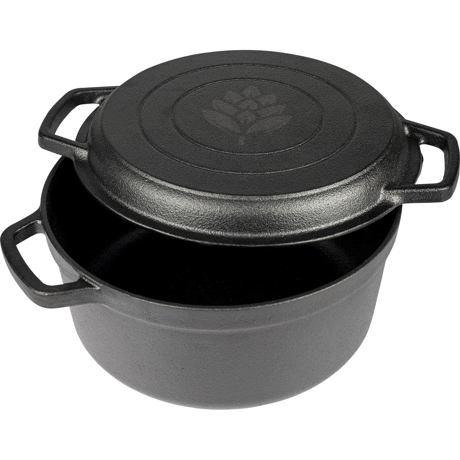 Pot Cast Iron 3.5L with a Pan Solid for Cooking Grill Kitchen BBQ Camping
