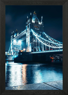 Brücke Nacht Stadt Gerahmtes Wandbild Poster Leinwanddruck Bild