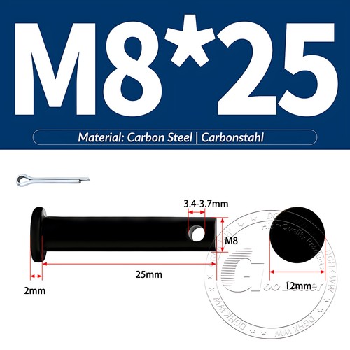 Pasador de horquilla negro pasador de bisagra pasador de retención pasador de aparejo métrico de acero al carbono M4-M30 - Imagen 50 de 201