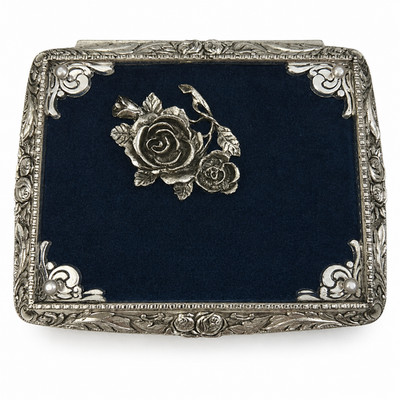 Vtg Silvertone Ormolu Jewelry Trinket Box Revolving Rose Musical Memory