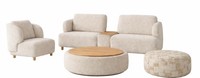 Wohnzimmer-Set 3-Sitzer-Sofa Sessel Couchtisch Hocker Moderner Stil
