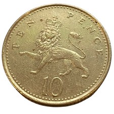 1992 UK GBR United Kingdom Elizabeth II Ten 10 Pence KM #938b Coin - Small