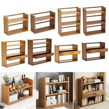Desktop Wooden Book Shelf Stand Bookcase Desk Organiser Storage Rack Shelving UK
