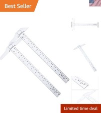 Dual 12-Inch Transparent T-Rulers with Metric and Inch Markings for Drafting