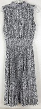 Nanette Lapore Sz 6 Black White Sleeveless Mock Neck Party Work 42"L Dress EUC
