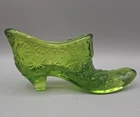 Fenton Glass, Daisy & Button Ladies Green Glass Slipper, Vintage