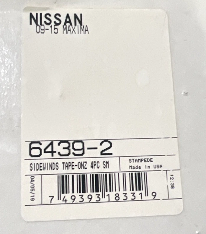 Stampede 6439-2 - 2009-2015 Nissan Maxima Tape-Onz Sidewind Deflector 4pc Smoke - Image 2 of 3