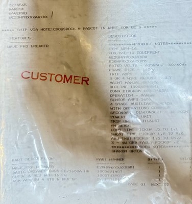GE WPH-16 WavePro 1600A Air Breaker w/ LSI Power+ Trip Aux WE2GHPMXXXAXXBX