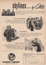 1948 Otis Elevator: Skylines Boston Vintage Print Ad