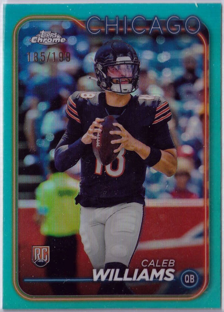 Caleb Williams 2024 Topps Chrome RC #202 Aqua Refractor Bears /199