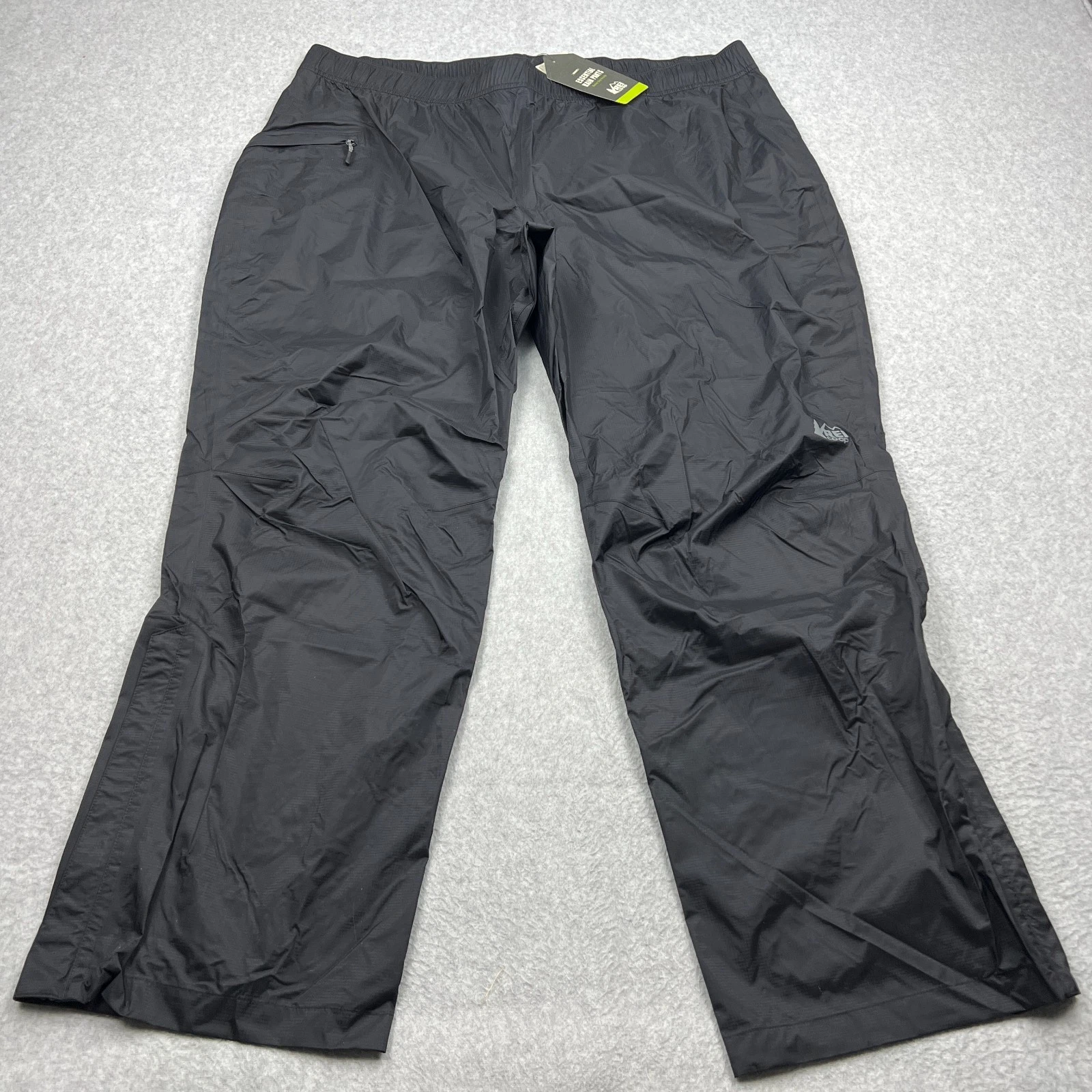 NEW REI Co-Op Essential Rain Pants Womens 2X Plus Black Nylon Waterproof Stretch