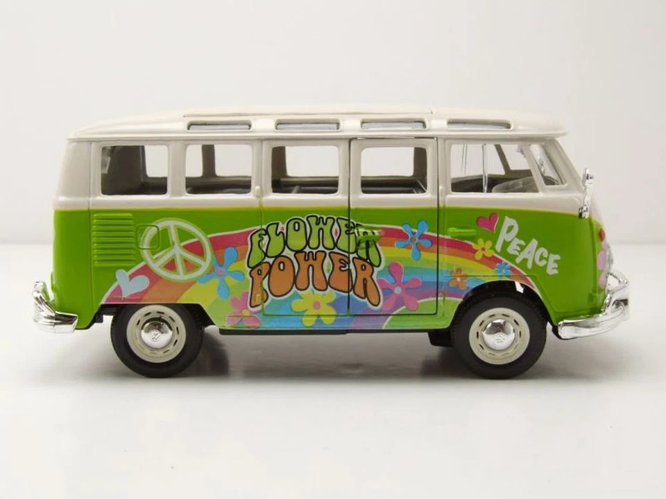 VW T1 Samba Bus Hippie Line Verde Modellino 1:25 1:24 Maisto - Immagine 4 di 4