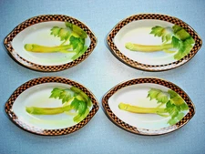 Antique NORITAKE Japan Handpainted Oval CELERY Salt Dips Cellars - SET of 4