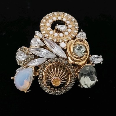 Erickson Beamon Ring Vintage Cocktail Ring Size 7 Multicolor Rhinestone Accented
